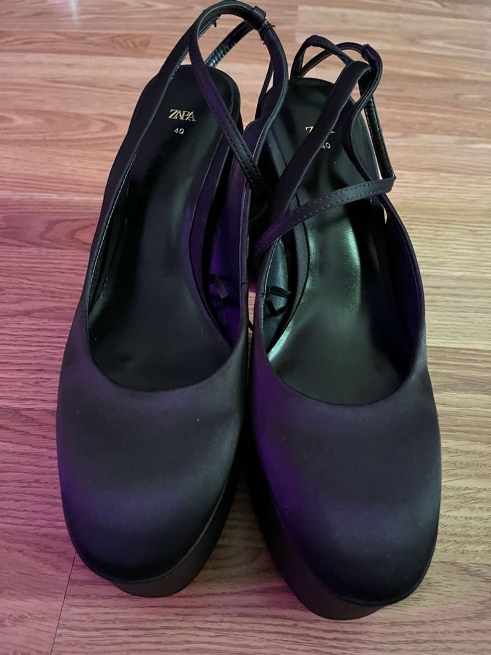 Zara Black Platform Slingback Pumps